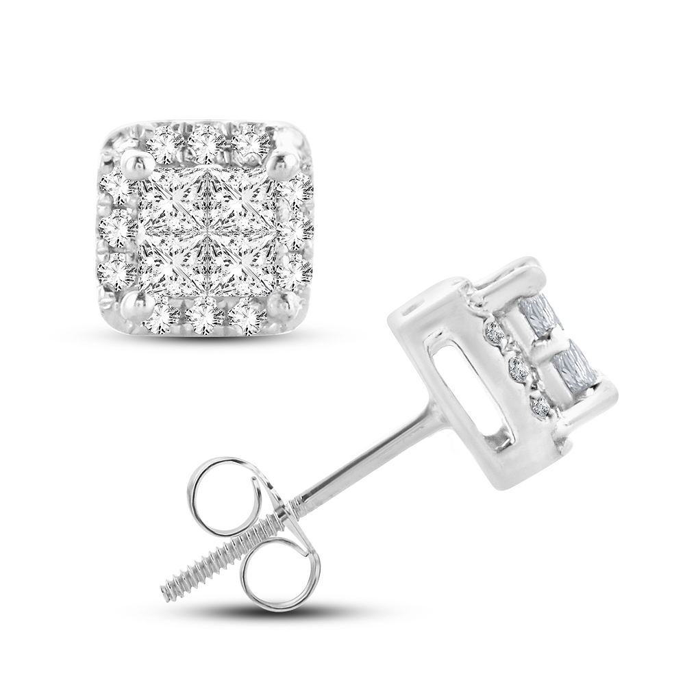 33254_1.jpg 14K 0.25CT Princess Cut Diamond Earring - Image 1