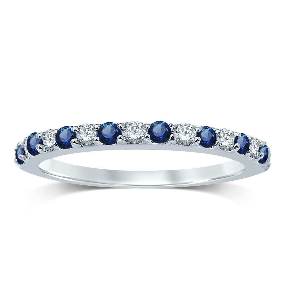 52057.jpg 14K Diamond SAPPHIRE BAND - Image 1