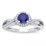 14K 0.10CT Diamond Sapphire Ring