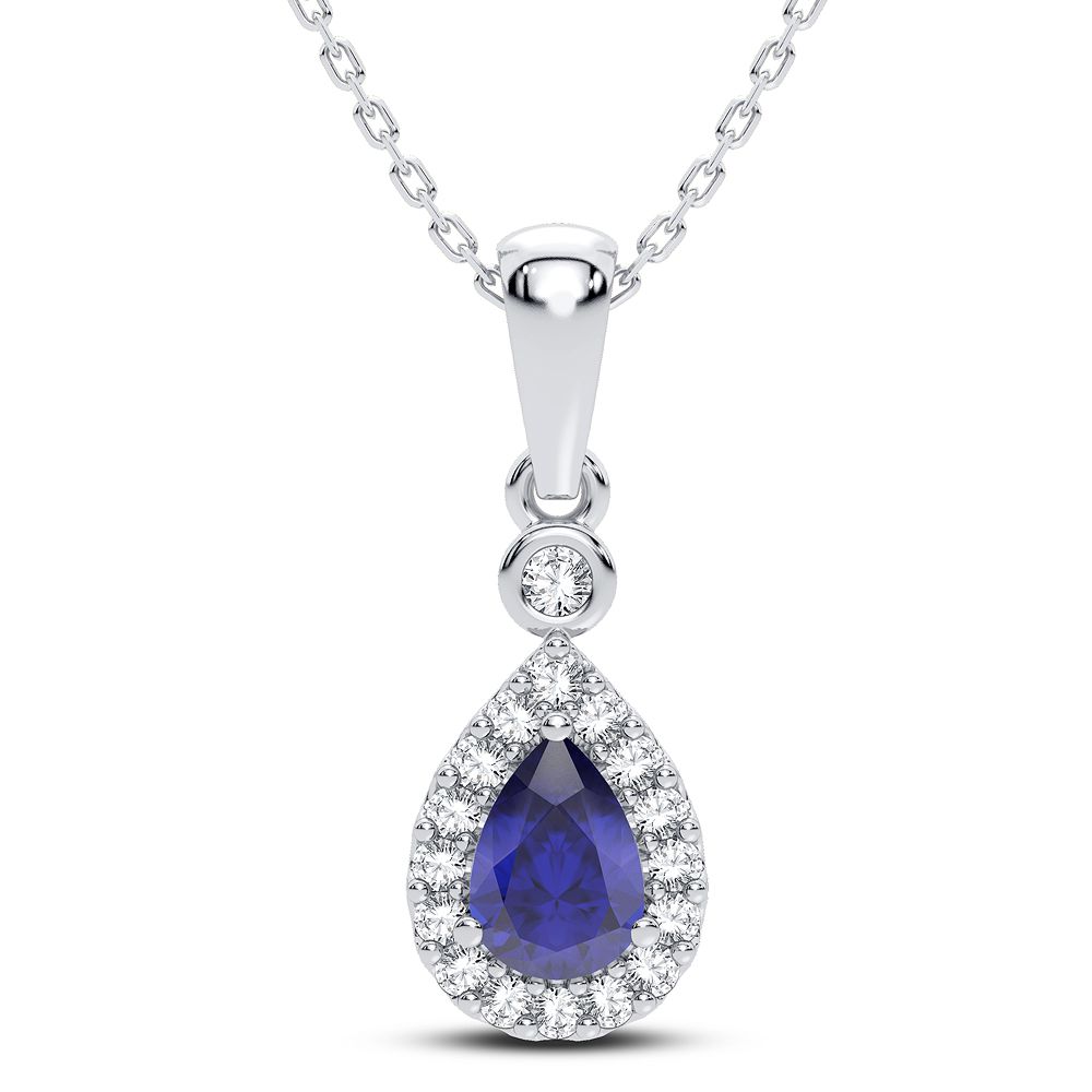 51977_1.jpg 14K 0.10CT Diamond Sapphire Pendant - Image 1