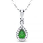 14K 0.10CT Diamond Emerald Pendant