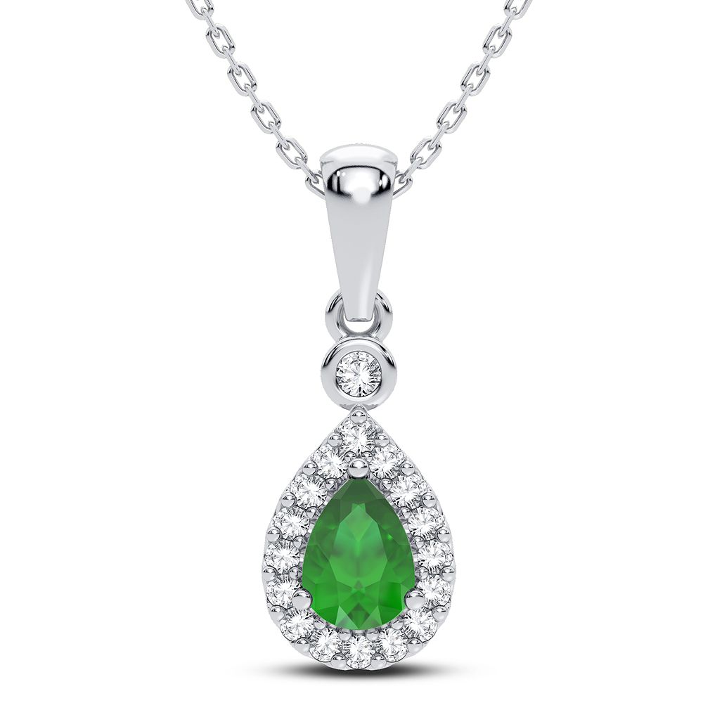 51979_1.jpg 14K 0.10CT Diamond Emerald Pendant - Image 1