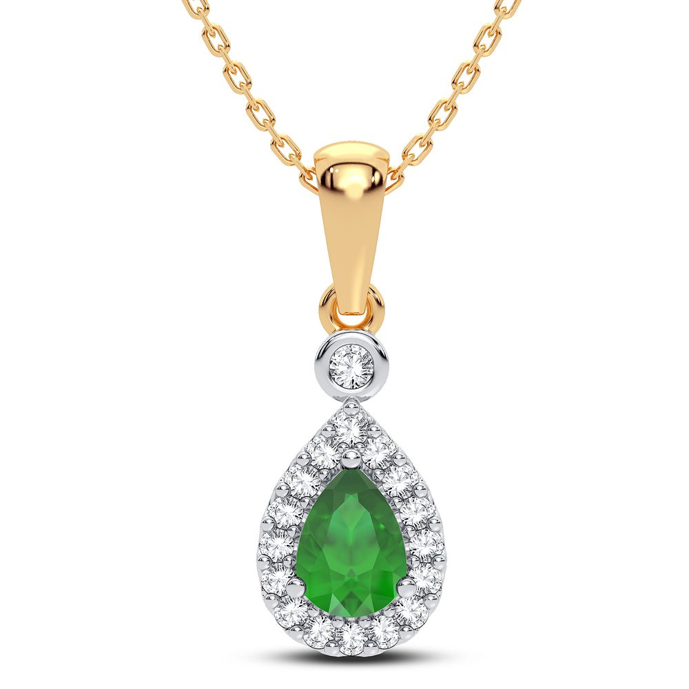51980_1.jpg 14K 0.10CT Diamond Emerald Pendant - Image 1