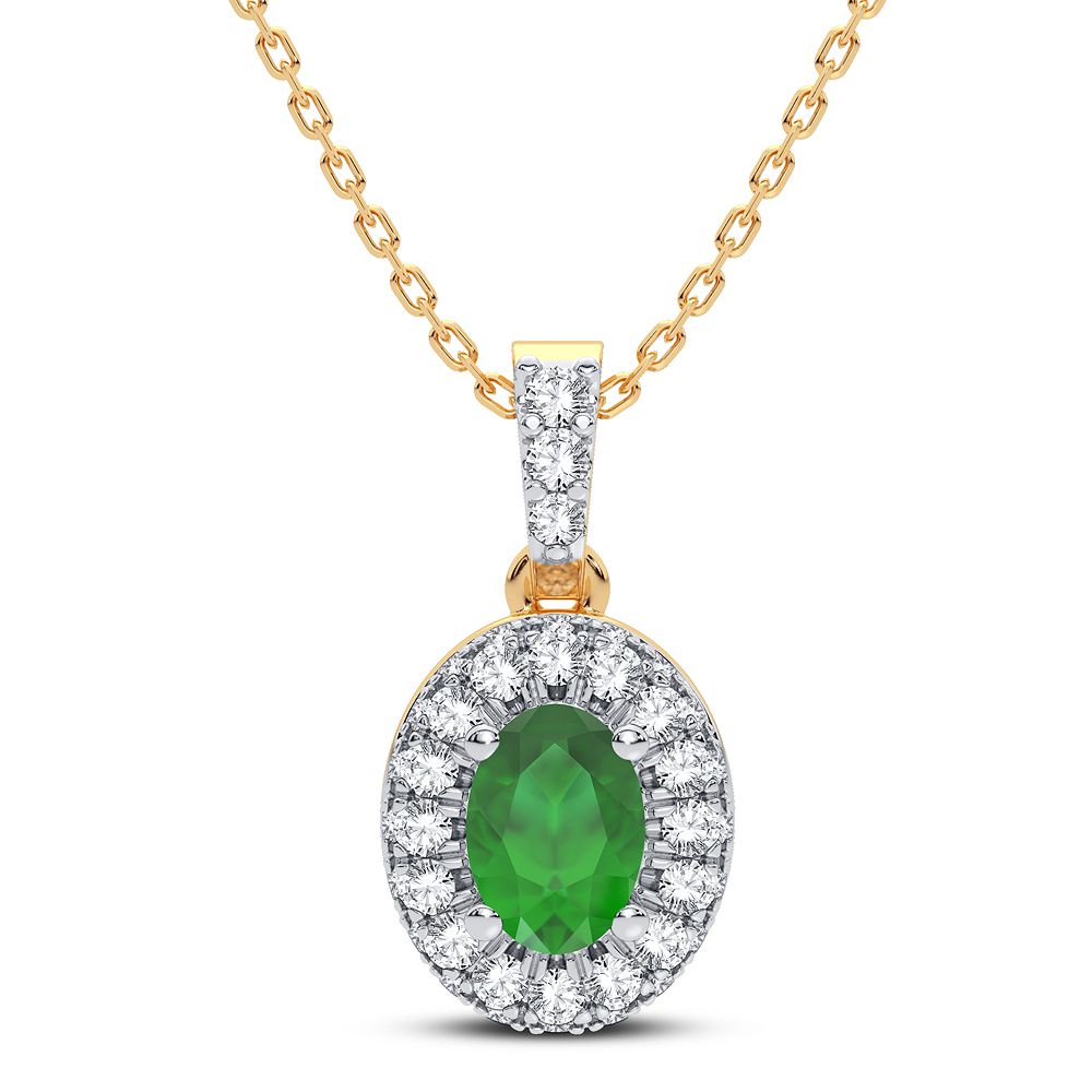 51992_1.jpg 14K 0.35CT Diamond Emerald Pendant - Image 1