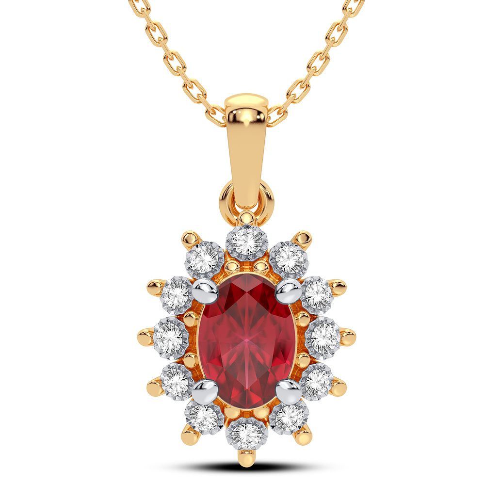 52000_1.jpg 14K 0.05CT Diamond Ruby Pendant - Image 1