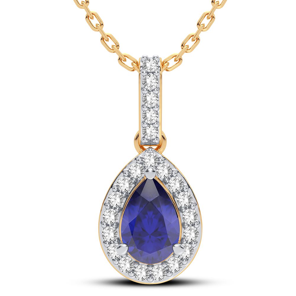 52046_1.jpg 14K 0.10CT Diamond Sapphire Pendant - Image 1