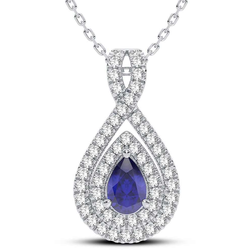 52093_1.jpg 14K 0.33CT Diamond Sapphire Pendant - Image 1