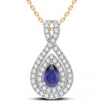 14K 0.33CT Diamond Sapphire Pendant