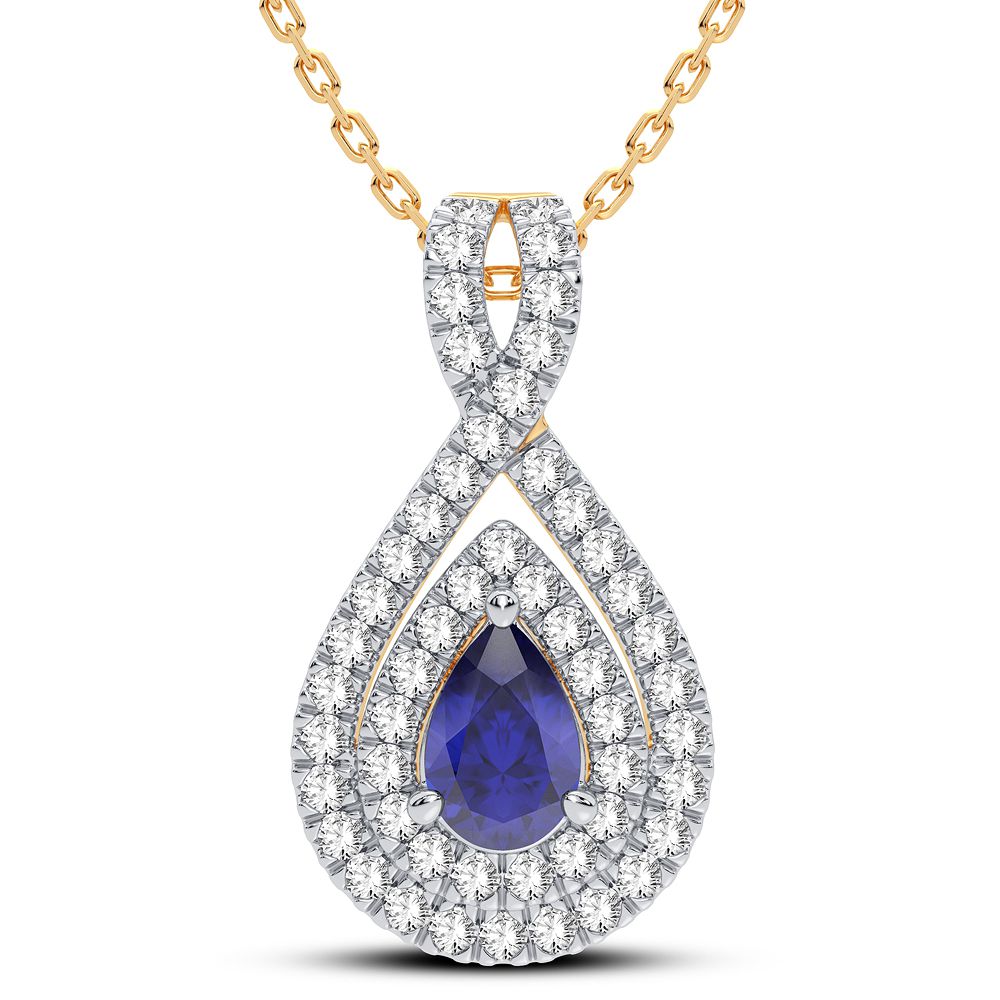 52094_1.jpg 14K 0.33CT Diamond Sapphire Pendant - Image 1