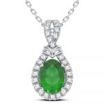 14K 0.14CT Diamond Emerald Pendant