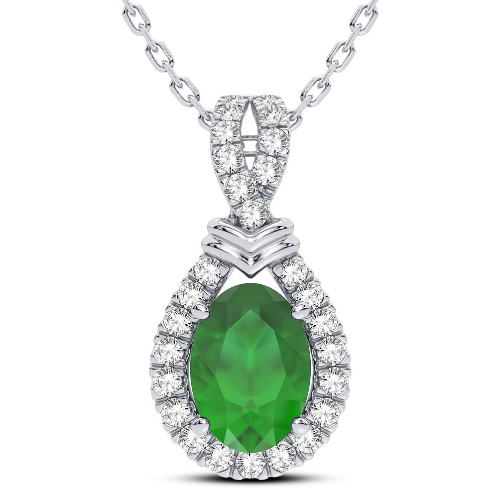53599_1.jpg 14K 0.14CT Diamond Emerald Pendant - Image 1