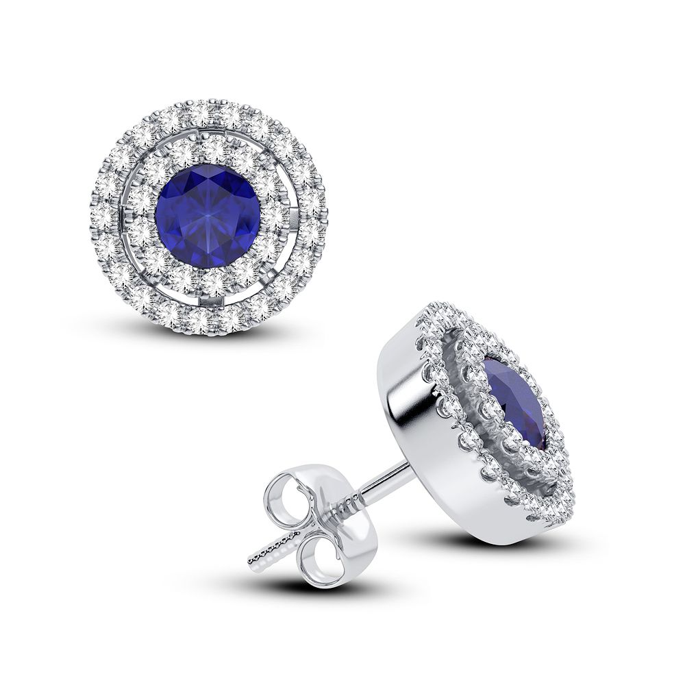 54769_1.jpg 14K 0.28CT Diamond Sapphire Earring - Image 1